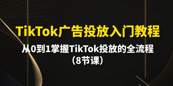 （10085期）TikTok广告投放入门教程，从0到1掌握TikTok投放的全流程（8节课）