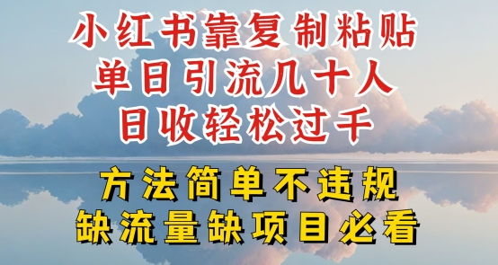 小红书靠复制粘贴单日引流几十人目收轻松过千，方法简单不违规