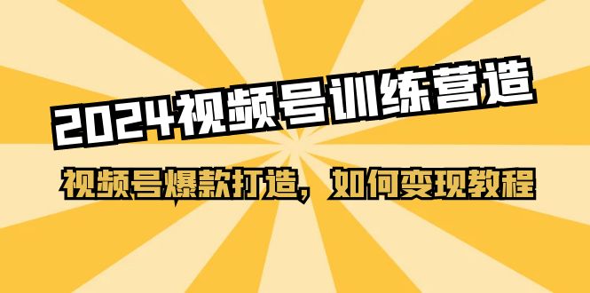 2024视频号训练营，视频号爆款打造，如何变现教程（20节课）