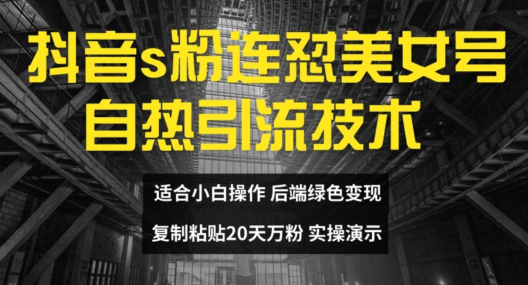 抖音s粉连怼美女号自热引流技术复制粘贴，20天万粉账号，无需实名制，矩阵操作