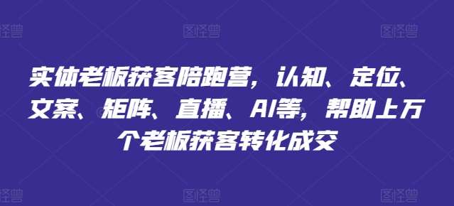 实体老板获客陪跑营，认知、定位、文案、矩阵、直播、AI等，帮助上万个老板获客转化成交