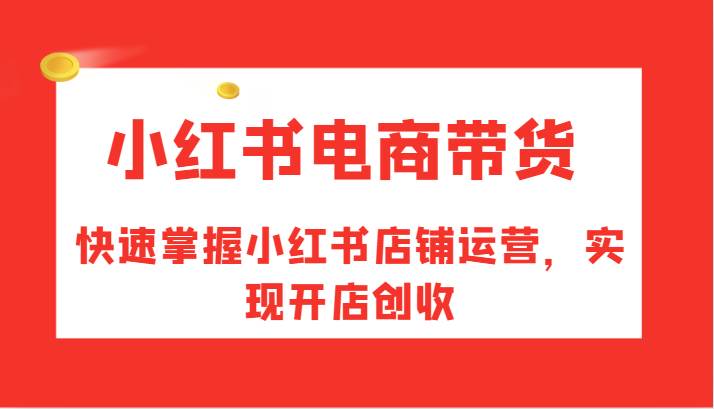 小红书电商带货，快速掌握小红书店铺运营，实现开店创收