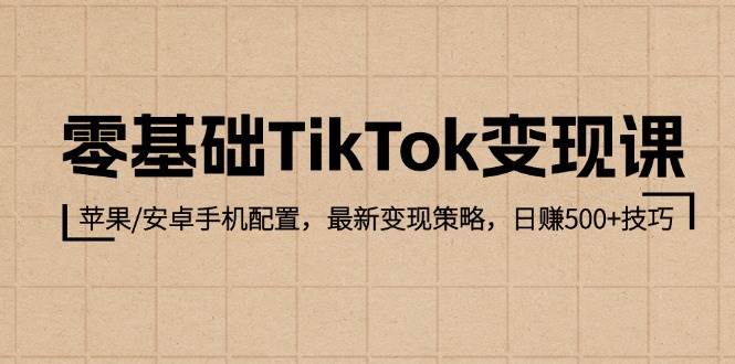 （12723期）零基础TikTok变现课：苹果/安卓手机配置，最新变现策略，日赚500+技巧